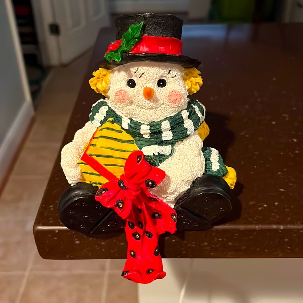 Vintage Snowman Stocking Holder